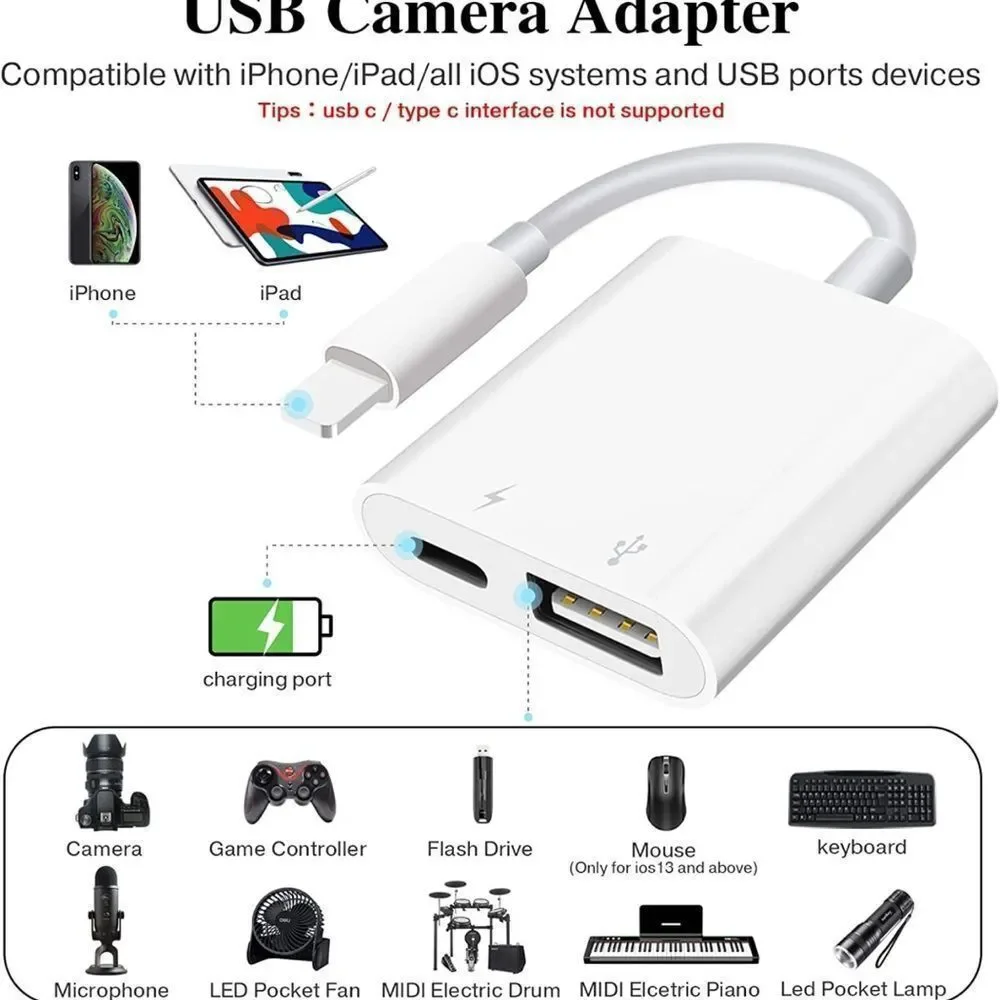 NIB USB Camera Adapter with Charging Port